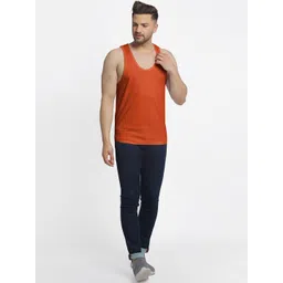 Friskers Men Rust Solid 180GSM Innerwear Vest image 5