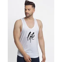 Friskers Men White Life Printed Cotton Innerwear Vests-picture-37