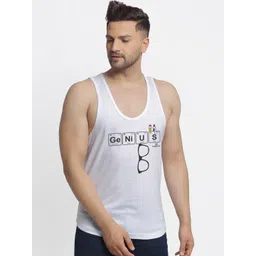 Friskers Men White Printed Genius Innerwear Vests-picture-32