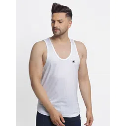 Friskers Men White Solid Innerwear Gym Vest-image-15
