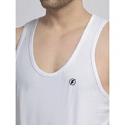 Friskers Men White Solid Innerwear Gym Vest image 5