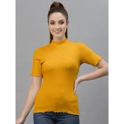 Friskers Mustard Yellow Fitted Rib Top-picture-28