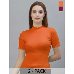 Friskers Pack Of 2 High Neck Fitted Tops-picture-21