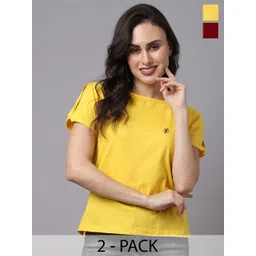 Friskers Pack of 2 Round Neck Short Sleeves Cotton Top-picture-28