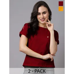 Friskers Pack of 2 Round Neck Short Sleeves Cotton Top-picture-30