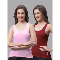Friskers Pack Of 2 Scoop Neck Sleeveless Cotton Tank Top-picture-24