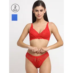Friskers Pack of 2 Self Design Lingerie Set-picture-24