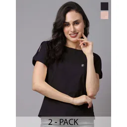 Friskers Pack Of 2 Slit Sleeves Round Neck Pure Cotton Top-picture-38