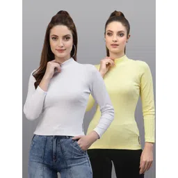 Friskers Pack of 2 White & Yellow Fitted Tops-picture-19