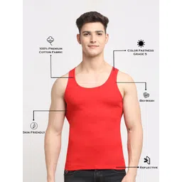 Friskers Round Neck Ribbed Pure Cotton Gym Vest image 4
