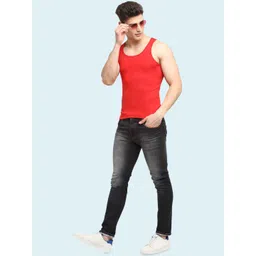 Friskers Round Neck Ribbed Pure Cotton Gym Vest image 3