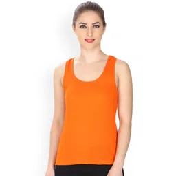 Friskers Women Orange Solid Tank Pure Cotton Top-picture-39
