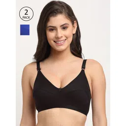 Friskers Women Pack of 2 Multi Solid Non Padded Cotton Bra-picture-34