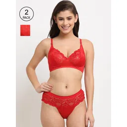 Friskers Women Pack of 2 Red Non padded Polyamide Spandex Lingerie set-2O-305-03-306-03-30-picture-28