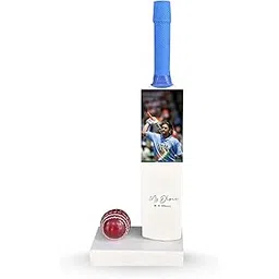 Frixan™ M.S. Dhoni Showpiece Miniature Bat and Leather Ball with Printed Autograph (Not Original) for Show Piece & Gift Purpose-picture-20
