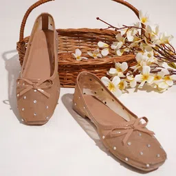 froh feet Designer Mesh Ballet Flats for Women | Comfortable Party Wear Flats Bellies For Women-picture-17