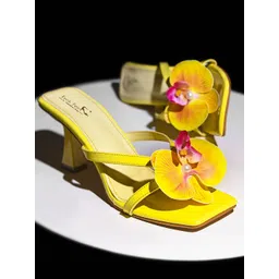 Froh Feet Women Embellished Floral Kitten Sandals Heels-picture-13