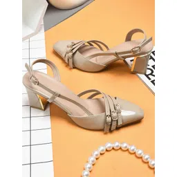 Froh Feet Women Pointed Toe Block Heel Pumps With Buckles-picture-22