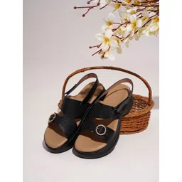 Froh Feet Women Textured Comfortable Platform Heels Sandals With Buckles-picture-21