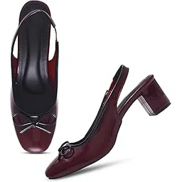 FROH FEET Women Slingback Block Heels with Bow Detail Closed Round Toe Pumps Dress Shoes-picture-32