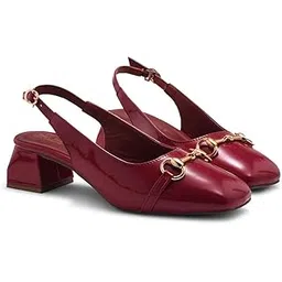 FROH FEET Women's Chunky Block Heel Sandal Sligback Open Back Closed Square Toe Embellished Glossy Upper Wedding Dress Shoes Casaul-picture-27