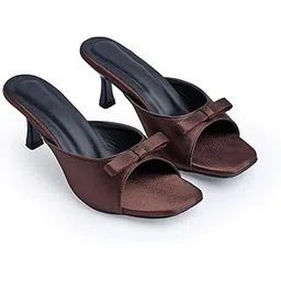 FROH FEET Women's Elegant Satin Slip-On Kitten Heels with Bow Detail cushioned footbed for Casual Office & Party-picture-33