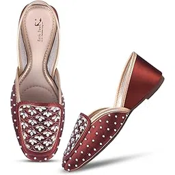 FROH FEET Women’s Embellished Ethnic Jutti | Handcrafted Bridal Mojari with Pearl & Stone Work-picture-41