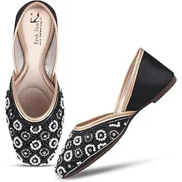 FROH FEET Women’s Embellished Ethnic Jutti | Handcrafted Mojari with Bead & Sequin Work-picture-25