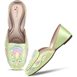 FROH FEET Women’s Embroidered Ethnic Jutti | Handcrafted Punjabi Mojari with Bead & Thread Detailing-picture-26