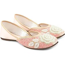 Froh Feet Women's Ethnic Embllished Punjabi Jutti Mojari Bellies Slip-On Shoes Casual Party Wedding Slip-On Flats-picture-40