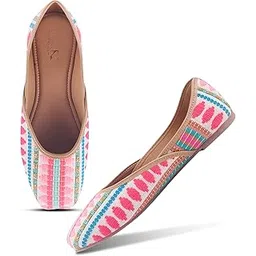 FROH FEET Women’s Ethnic Printed Juttis Flats Shoes Comfortable Slip-On Juttis Mojaris with Colorful Design-picture-29