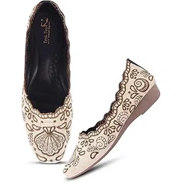 FROH FEET Women’s Jutti Embroidered Slip-On Ethnic Ballet Flats Shoes for Casual Long Outing-picture-18