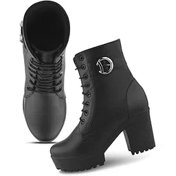 Froh Feet Women's Lace-Up Platform Block Heel Boots with Side Buckle | Stylish, Comfortable & Durable Fashion Boots for All-Day-picture-33