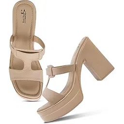 Froh Feet Women’s Platform Block Heels | Stylish Slip-On Open-Back Heel Sandals with Cutout Straps for Party & Casual women & Girls-picture-18