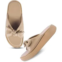 FROH FEET Women’s Platform Open-Toe Slip-On Sandals with Bow Detail | Stylish & Comfortable for Casual-picture-14