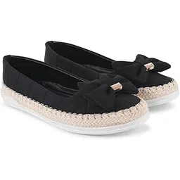 Froh Feet Women's Quilted Espadrille Flats with Stylish Bow Accent and Braided Jute Midsole – Lightweight Slip-On Shoes for Casual, Office-picture-35