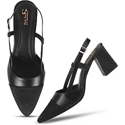 FROH FEET Women's Slingback Closed Pointed Toe Block Chunky Heel Pumps - 2.5 Inches Office Wedding Party Dress Shoes-picture-33
