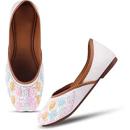Froh Feet Women's Traditional Handcrafted Juttis with Pastel Sequin Embroidery – Elegant Ethnic Flats for Festive and Everyday Wear-picture-21