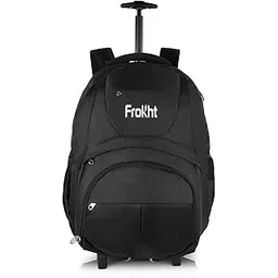 frokht Travel Backpacks with Wheels Compatible Laptop Size Upto 17 inch | Water Resistant Trolley Laptop Backpack for Men and Women Carry on Cabin Size Luggage Backpack for Travelling (Black)-picture-52