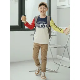 FROSEN FOX Boys Regular Fit Colourblocked Cotton Round Neck T-shirt-picture-46