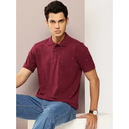 FROSEN FOX Men Printed Polo Collar Pure Cotton T-shirt-picture-30