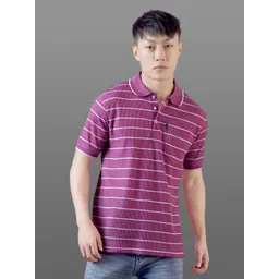 FROSEN FOX Men Striped Polo Collar Slim Fit T-shirt-picture-31