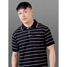 FROSEN FOX Men Striped Polo Collar Slim Fit T-shirt-picture-27