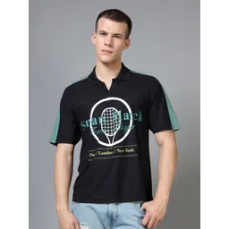 FROSEN FOX Men Typography Printed Polo Collar Relaxed Fit T-shirt-picture-38