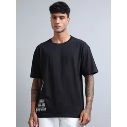 FROSEN FOX Men Typography Printed Round Neck Cotton Oversized T-shirt-picture-21