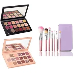 FROSTED COSMETIC Multi Colors Matte Finish Shades Glittery Shades 18 Colors Rose Gold Eyeshadow Palette and Nude Eyeshadow Palette And 7 Pcs Pink Makeup Brushes Set-picture-14