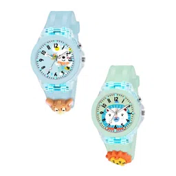 FROZIL Kids Pack of 2 Printed Dial & Straps Analogue Watches -Sky Stuart -Green Cat-picture-30
