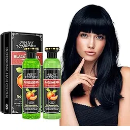 Fruit Vinegar Gel Hair Color, Natural Hair dye Black Color, Ammonia Free Color Dye, (100 ml * 2) Hair Dye Black For Men & Women, (BLACK, 200ML)-picture-40