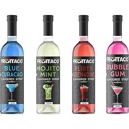 Fruitaco Blue Curacao Grenadine Bubble Gum Mojito Mint Syrup Combo 750 ml Each-image-3