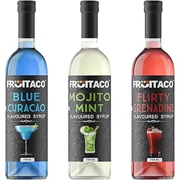 Fruitaco Blue Curacao Grenadine Mojito Mint Syrup Combo 750 ml each (Pack of 3)-image-1